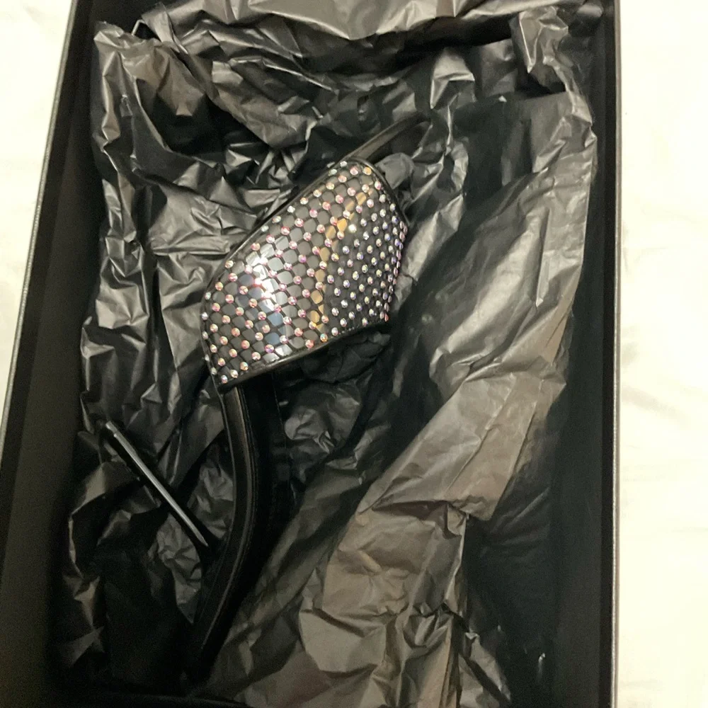 Saint Laurent Women's Liz Embellished High Heel Slide Sandals size 38 - Picture 3 of 16